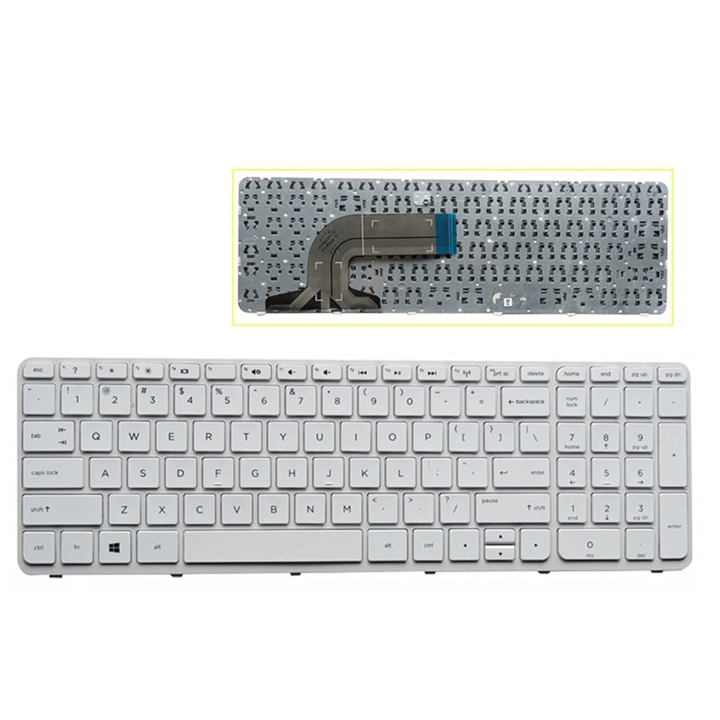 WISTAR Laptop Keyboard Compatible for HP Pavilion 15 15-A 15-E 15-F 15-G 15-H 15-N 15-S Series, 250 G3, 255 G3, 250 G2, 255 G2 749658-001 PK1314D2A00 TPN-Q118,TPN-F113 (White) with Frame